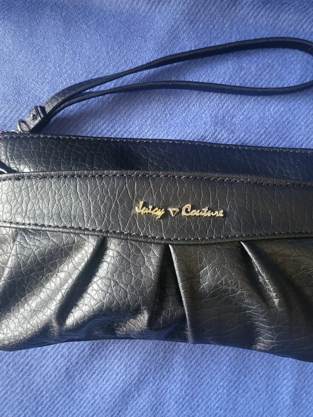Juicy Couture Black Pleated Wristlet Clutch